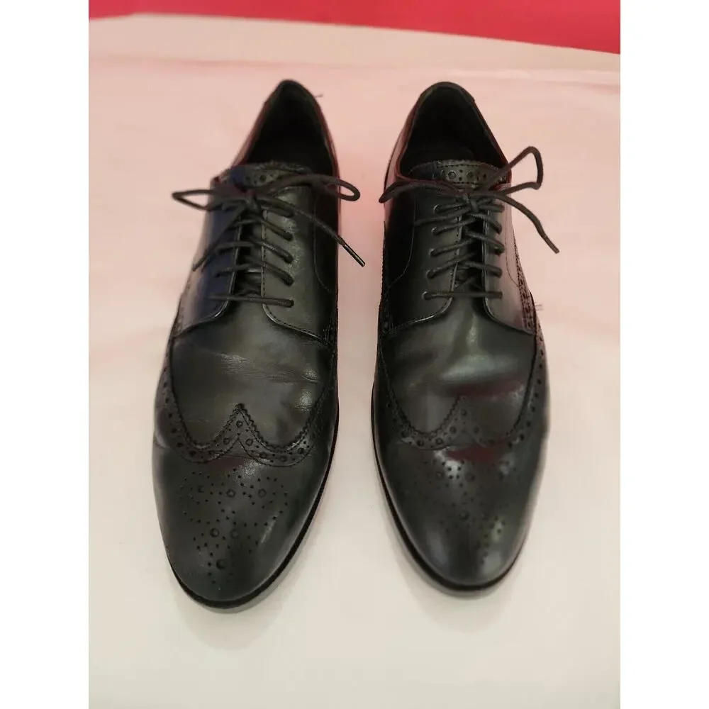Cole Haan Black leather wingtip Derby shoes mens c24167 grand os mens 9.5 m